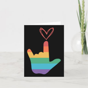 Cartão Símbolo Asl Rainbow Love Deaf