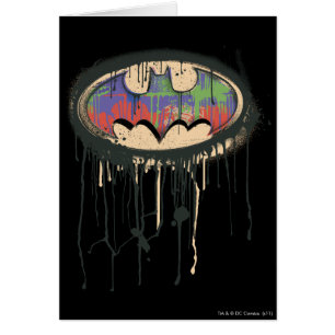 Cartão Símbolo Batman Logotipo vermelho roxo verde