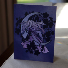 Cartão Símbolo da Lua Roxa Deusa Wiccan Triple Moon