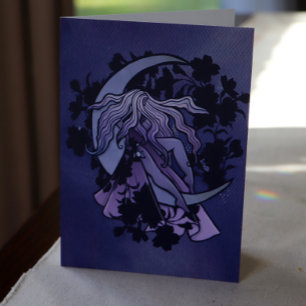 Cartão Símbolo da Lua Roxa Deusa Wiccan Triple Moon