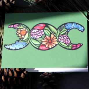 Cartão Símbolo da Lua Tripla Bloom