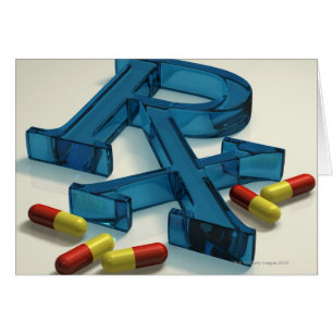 Cartão símbolo de 3D RX com cápsulas