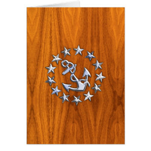 Cartão Símbolo de iate na Impressão de madeira de Teak 