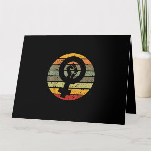 Cartão Símbolo Feminismo Design Retro Vintage, 70s 80s 90