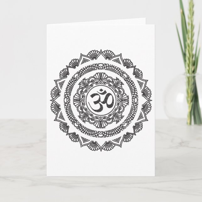 Cartão Símbolo Mandala Om de Ioga Presente de Buda Iogue (Frente)