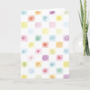 Cartão Símbolo religioso colorido azulejos personalizávei