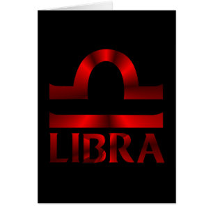 Cartão Símbolo vermelho do horóscopo do Libra