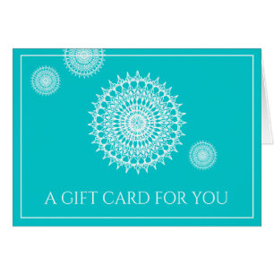 Cartão Símbolo White Mandala Do Universo Na Turquesa