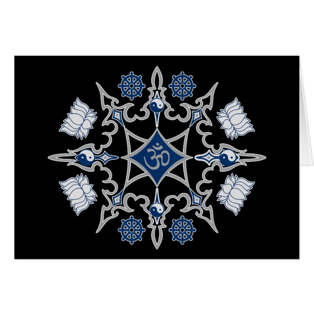 Cartão Símbolos budistas tribais (Frente Horizontal)
