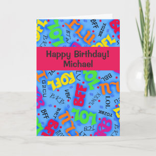 Cartão Símbolos de Arte de Texto Azul Abreviações Persona