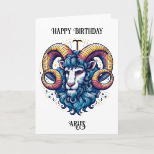 Cartão Símbolos Horoscópicos Aries Aniversário