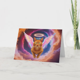 Cartão Simpatia Anjo Gato Laranja Listrado