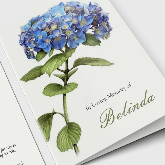 Cartão Simpatia Blue Hydrangea Funeral Obrigado (Memorial Bereavement Blue Hydrangea Funeral Sympathy Cards )
