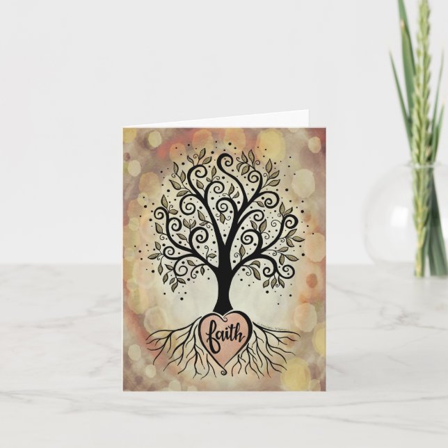 Cartão Simpatia bonito da árvore de fé inspiracional mode (Frente)