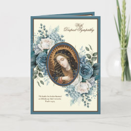 Cartão Simpatia Católica Virgem Maria Azul Floral