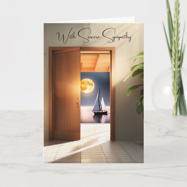 Cartão Simpatia de veleiro e lua na porta (Frente)