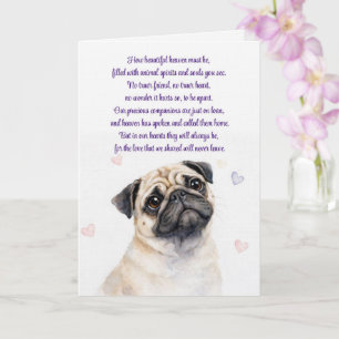 Cartão Simpatia do Cão Pug com Poema do Céu