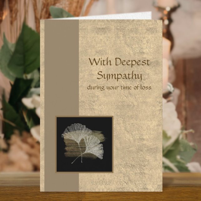 Cartão Simpatia empresarial mais profunda do Ouro Elegant (Elegant Golden Ginkgo Deepest Business Sympathy Card)