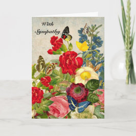 Cartão Simpatia Flores Vintage e Borboletas com Poema