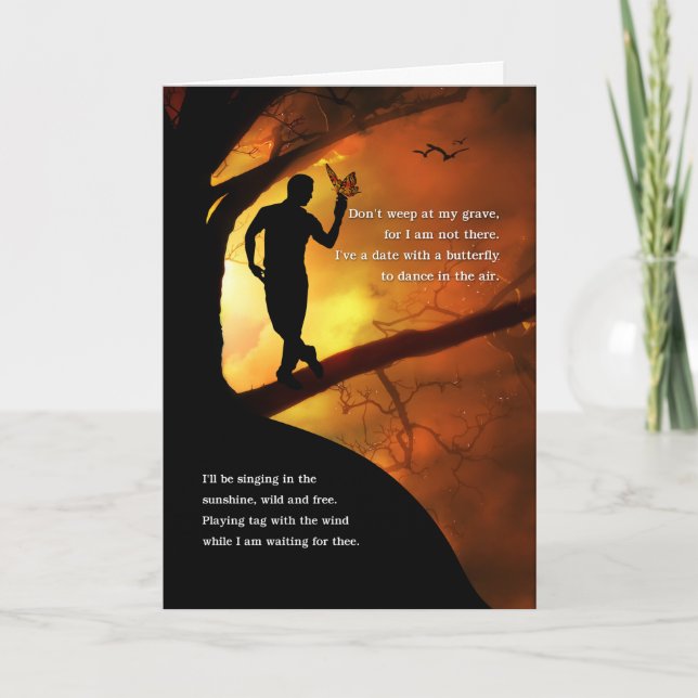 Cartão Simpatia Não Chore no Meu Homem-Poema Grave (Frente)