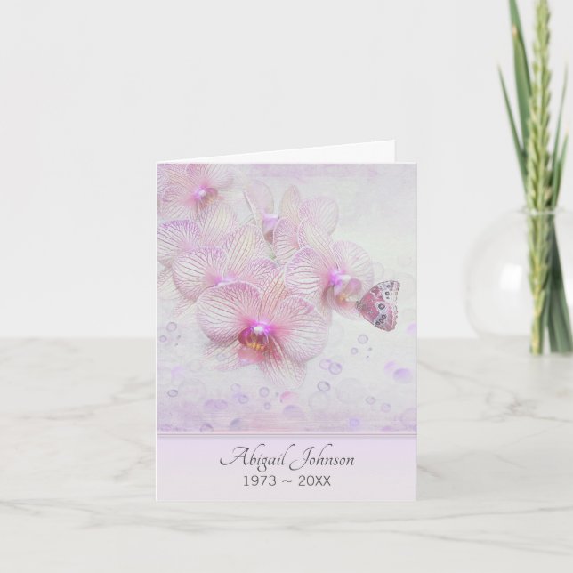 Cartão Simpatia Obrigado Borboleta numa Orquídea (Frente)