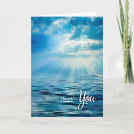 Cartão Simpatia Obrigado Oceanview Azul Luz do Sol e Mar