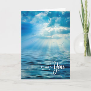Cartão Simpatia Obrigado Oceanview Azul Luz do Sol e Mar