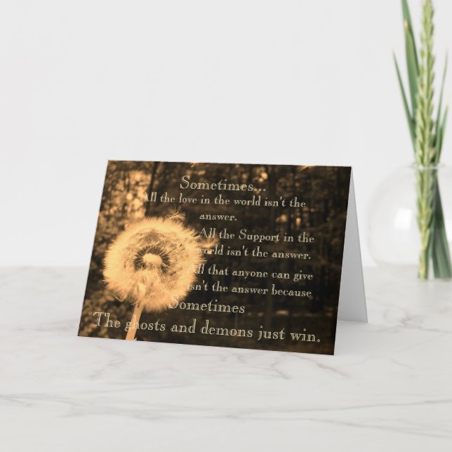 Cartão Simpatia para a perda do suicídio (Frente)