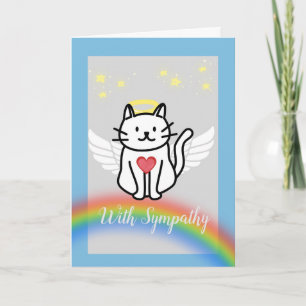 Cartão Simpatia pela perda de Pet Cat Rainbow e Halo