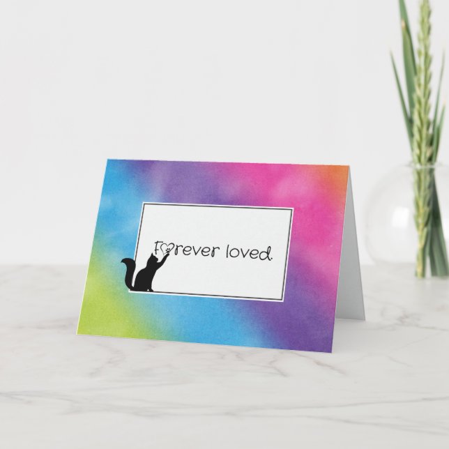 Cartão Simpatia por perda do Gatinho Arco-Íris (Frente)