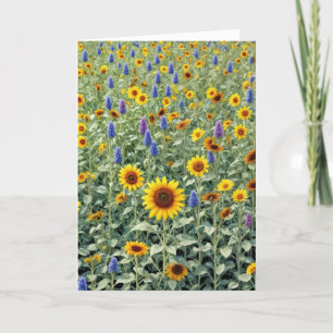 Cartão Simpatia Sunflower e Wildflower Field