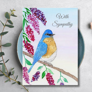 Cartão Simpatia Watercolor Bluebird Na Árvore De Wisteria
