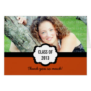 Cartão Simple Chic Graduation Thank You Card, Orange