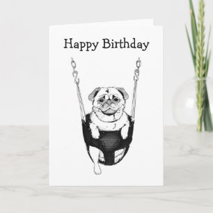 Cartão Simple Happy Birthday pug in swcard