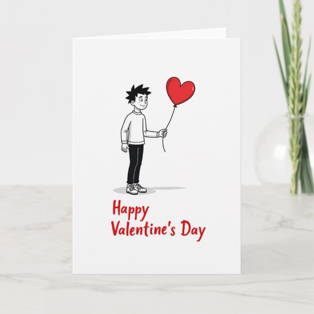 Cartão Simple Heart Balloon Love Card (Frente)