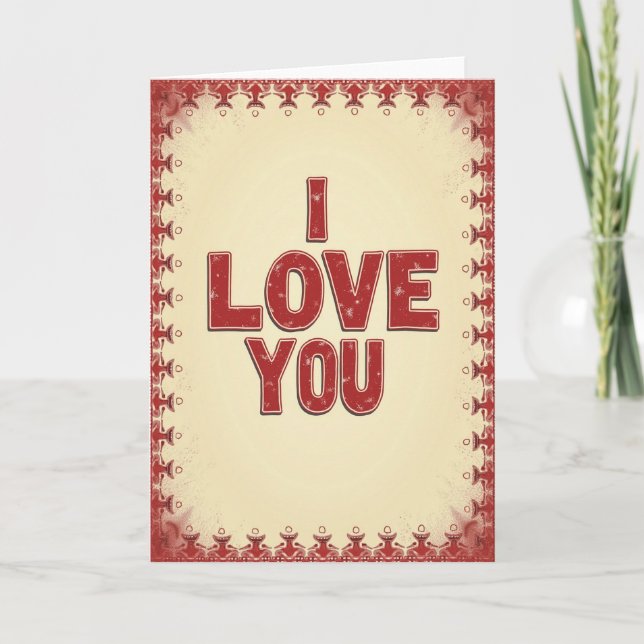 Cartão Simple I Love You Patterned Card (Frente)