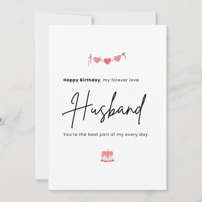 Cartão Simple Minimalist Husband Birthday (Frente)