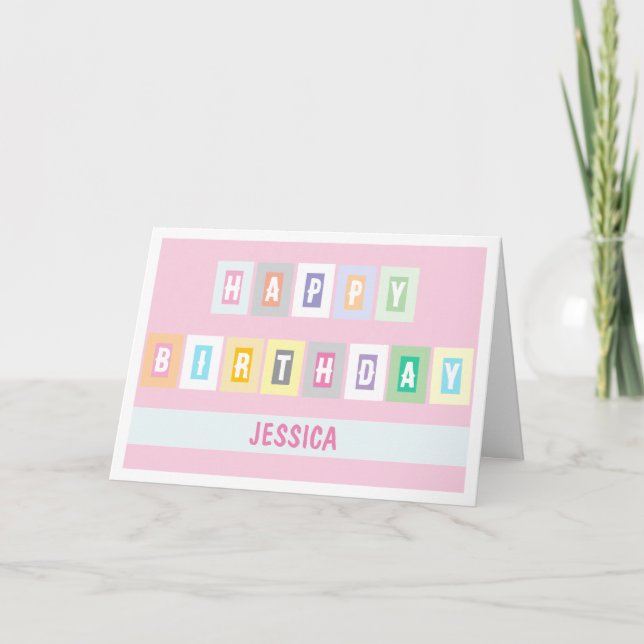 Cartão Simple Modern Bright and Cheery Birthday Card (Frente)