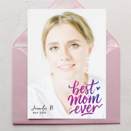 Cartão Simple Modern Purple Pink Best Mother Photo Script