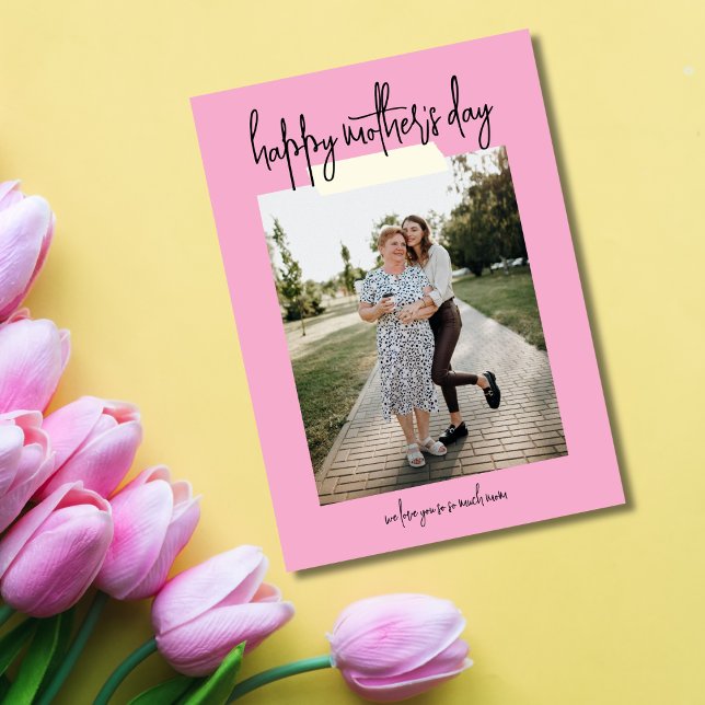 Cartão Simple Modern Script 2 Photo Happy Mother's Day (Criador carregado)