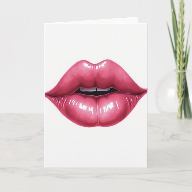 Cartão Simple Pink Lips Kiss Card (Frente)