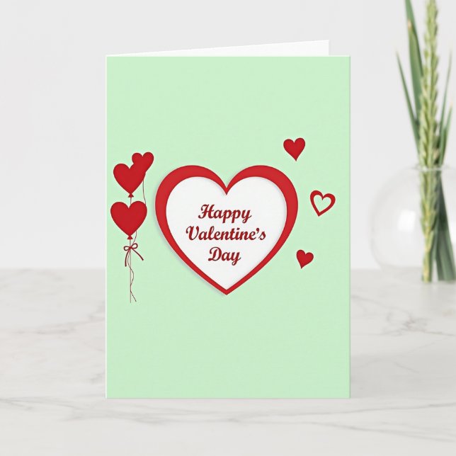 Cartão Simple Valentines Day Hearts Card (Frente)