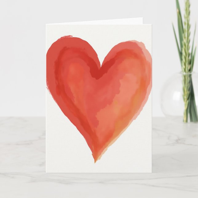 Cartão Simple Watercolor Heart Card (Frente)