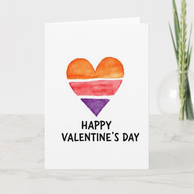 Cartão Simple Watercolor Valentines Card (Frente)