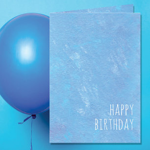 Cartão Simples Azul Feliz Aniversário Moderno