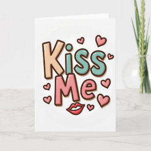 Cartão Simples Beije Me Amor Corações