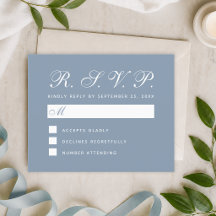 Cartão Simples Branco Orçamento RSVP Azul Empoeira