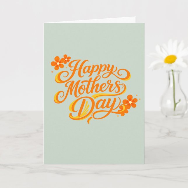 Cartão Simples Calligrafia Floral no Dia das Mães |  (Planta pequena)