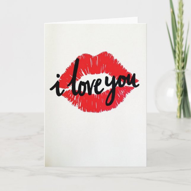 Cartão Simples com Beijo e 'Eu Te Amo' (Frente)