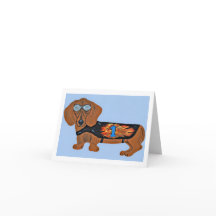 Cartão Simples com Dachshund em Jaqueta de Corrida